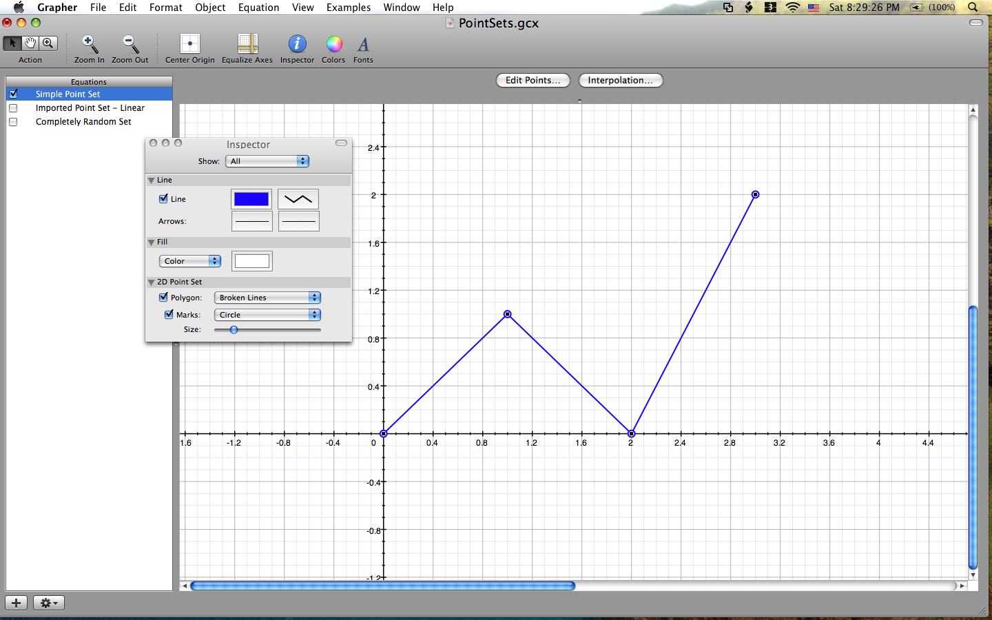 how to plot lines point in grapher for mac